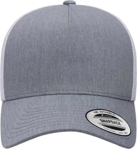Yupoong 6506 Five-Panel Retro Trucker Cap - Heather White - White / One Size Fits Most