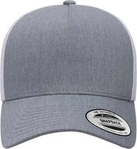Yupoong 6506 Five-Panel Retro Trucker Cap - Heather White - White / One Size Fits Most