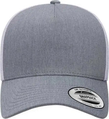 Yupoong 6506 Five-Panel Retro Trucker Cap - Heather White - White / One Size Fits Most