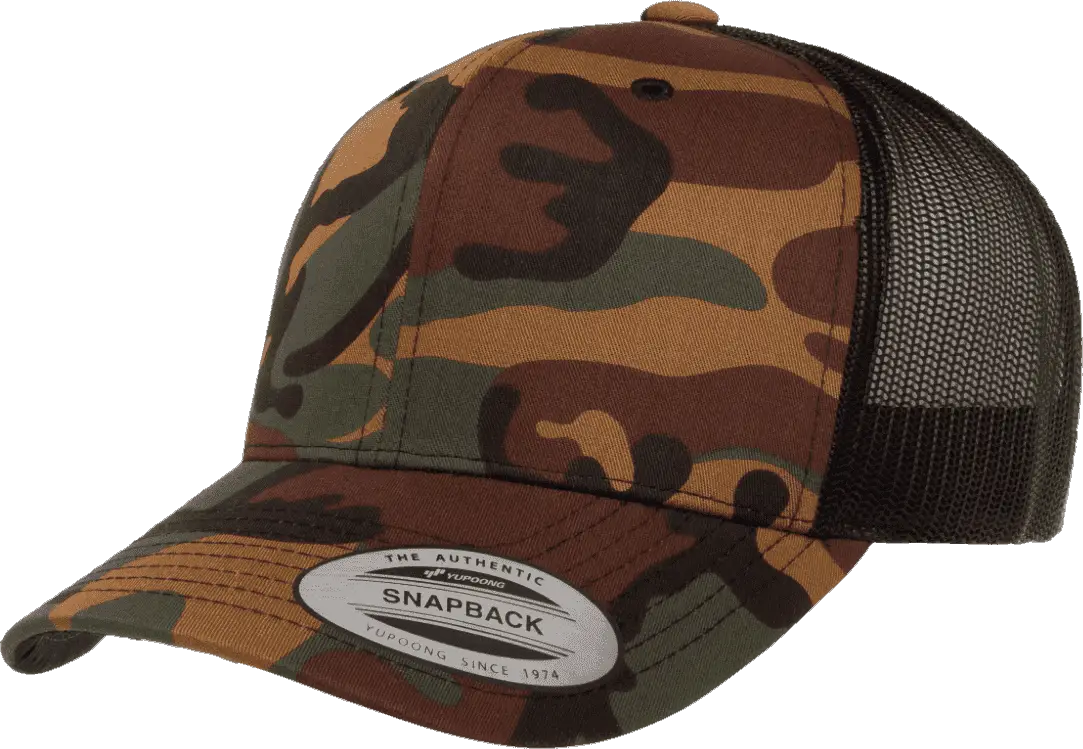 Yupoong 6606 Classics Retro Trucker Cap Green Camo Black Multi Colored / 6 5/8’’ 7 5/8’’