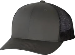 Yupoong 6606 Six-Panel Retro Trucker Cap - Charcoal Black - Dark Gray Black / 6 5/8’’ - 7 3/8’’