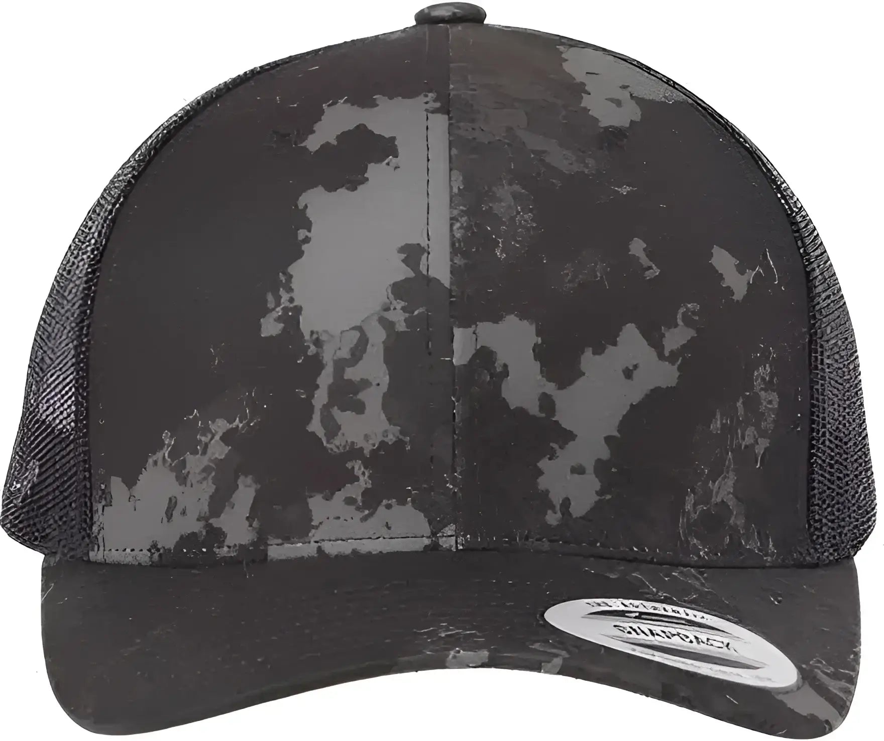 Yupoong 6606 Six Panel Retro Trucker Cap Poseidon Black Black / 6 5/8’’ 7 3/8’’