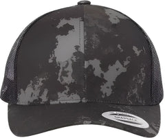 Yupoong 6606 Six Panel Retro Trucker Cap Poseidon Black Black / 6 5/8’’ 7 3/8’’