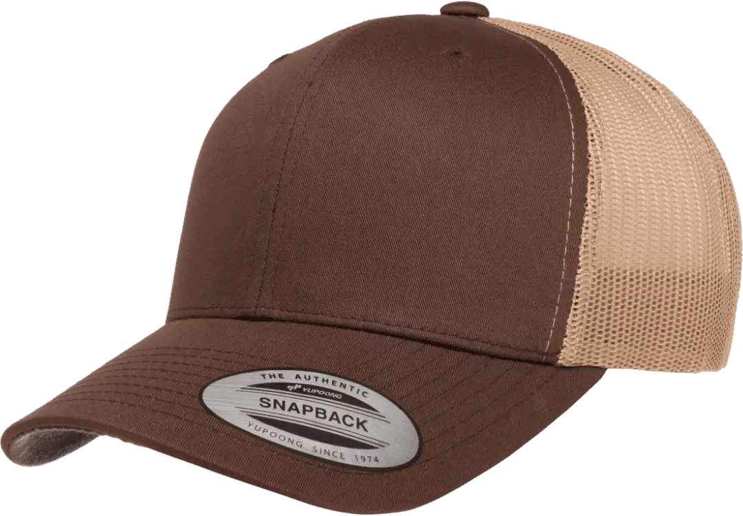 Yupoong 6606T Classics Retro Trucker Cap 2 Tone Brown Khaki Brown Khaki / 6 5/8’’ 7 5/8’’