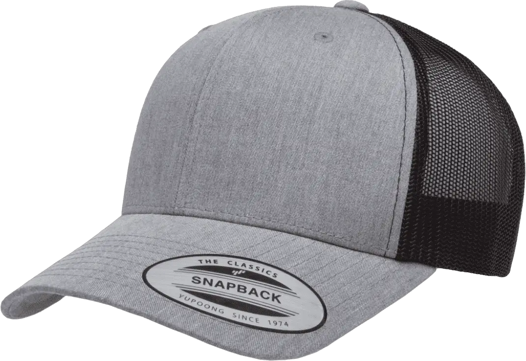 Yupoong 6606T Classics Retro Trucker Cap 2-Tone - Heather Black - Gray Black / 6 5/8’’ - 7 5/8’’
