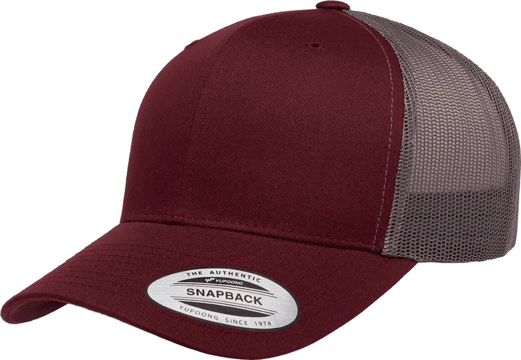Yupoong 6606T Classics Retro Trucker Cap 2 Tone Maroon Gray Maroon Gray / 6 5/8’’ 7 5/8’’