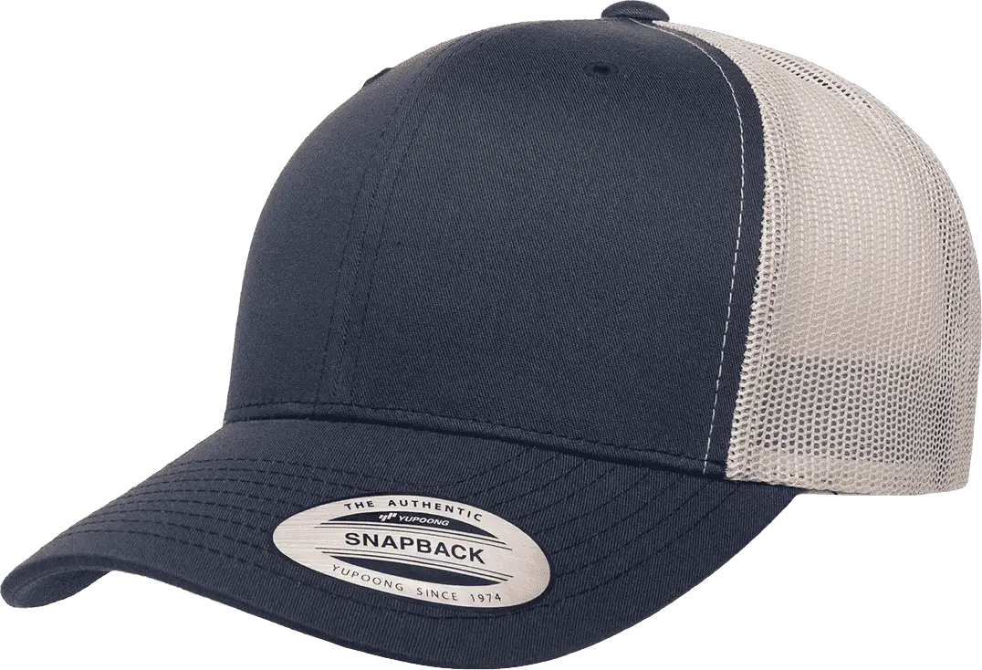 Yupoong 6606T Classics Retro Trucker Cap 2-Tone - Navy Silver - Navy Light Gray / 6 5/8’’ - 7 5/8’’