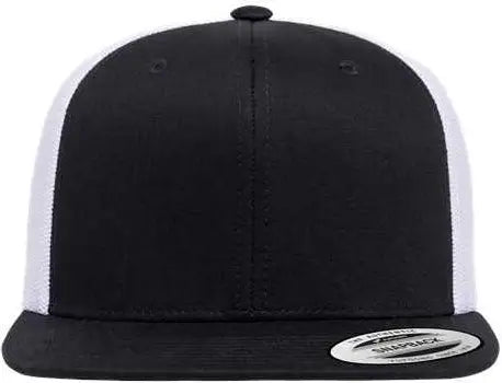 Yupoong 6609 Retro High Profile Trucker Cap - Black White - Black White / One Size Fits Most