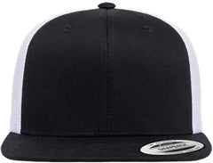 Yupoong 6609 Retro High Profile Trucker Cap - Black White - Black White / One Size Fits Most