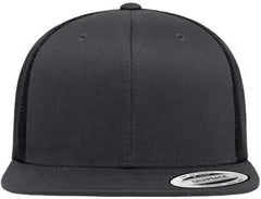 Yupoong 6609 Retro High Profile Trucker Cap - Charcoal Black - Dark Gray Black / One Size Fits Most