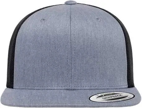 Yupoong 6609 Retro High Profile Trucker Cap - Heather Gray Black - Gray Black / One Size Fits Most