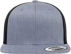 Yupoong 6609 Retro High Profile Trucker Cap - Heather Gray Black - Gray Black / One Size Fits Most