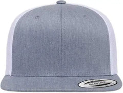 Yupoong 6609 Retro High Profile Trucker Cap - Heather Gray White - Gray White / One Size Fits Most