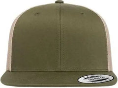 Yupoong 6609 Retro High Profile Trucker Cap - Moss Green Khaki - Green Khaki / One Size Fits Most